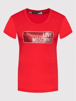 LOVE MOSCHINO Γυναίκες T-shirts T-Shirt W4H1917E 1951 Κόκκινο Slim Fit Κόκκινο -LOVE MOSCHINO Κατάστημα unnamed file 1011