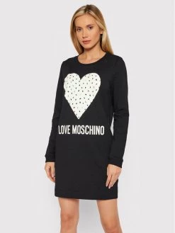 LOVE MOSCHINO Γυναίκες Πλεκτά Φορέματα Φόρεμα υφασμάτινο W584719E 2288 Μαύρο Regular Fit Μαύρο
