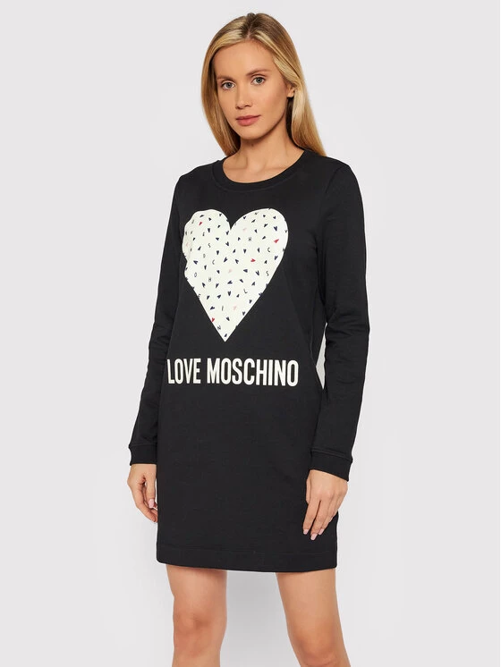 LOVE MOSCHINO Γυναίκες Πλεκτά Φορέματα Φόρεμα υφασμάτινο W584719E 2288 Μαύρο Regular Fit Μαύρο 1 LOVE MOSCHINO Γυναίκες Πλεκτά Φορέματα Φόρεμα υφασμάτινο W584719E 2288 Μαύρο Regular Fit Μαύρο