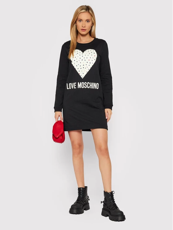 LOVE MOSCHINO Γυναίκες Πλεκτά Φορέματα Φόρεμα υφασμάτινο W584719E 2288 Μαύρο Regular Fit Μαύρο 2 LOVE MOSCHINO Γυναίκες Πλεκτά Φορέματα Φόρεμα υφασμάτινο W584719E 2288 Μαύρο Regular Fit Μαύρο - Image 2