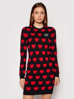 LOVE MOSCHINO Γυναίκες Πλεκτά Φορέματα Φόρεμα υφασμάτινο WS63R11XA115 Μαύρο Regular Fit Μαύρο