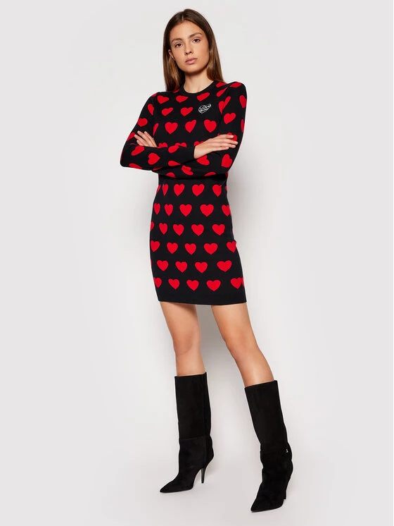 LOVE MOSCHINO Γυναίκες Πλεκτά Φορέματα Φόρεμα υφασμάτινο WS63R11XA115 Μαύρο Regular Fit Μαύρο 2 LOVE MOSCHINO Γυναίκες Πλεκτά Φορέματα Φόρεμα υφασμάτινο WS63R11XA115 Μαύρο Regular Fit Μαύρο - Image 2