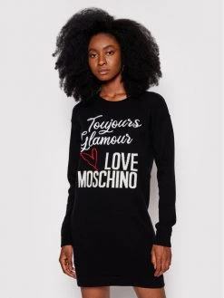 LOVE MOSCHINO Γυναίκες Πλεκτά Φορέματα Φόρεμα υφασμάτινο WS57R11X 1434 Μαύρο Regular Fit Μαύρο