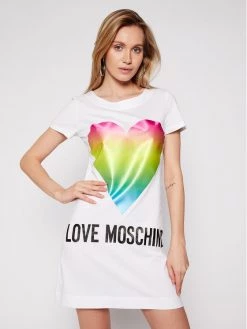 LOVE MOSCHINO Γυναίκες Καθημερινά Φορέματα Φόρεμα καθημερινό W592914M 3876 Λευκό Regular Fit Λευκό