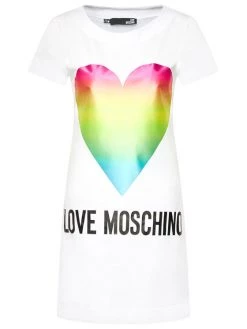 LOVE MOSCHINO Γυναίκες Καθημερινά Φορέματα Φόρεμα καθημερινό W592914M 3876 Λευκό Regular Fit Λευκό -LOVE MOSCHINO Κατάστημα unnamed file 1166