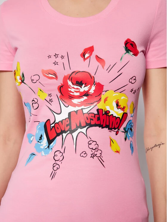 LOVE MOSCHINO Γυναίκες T-shirts T-Shirt W4H1905E 1951 Ροζ Slim Fit Ροζ 4 LOVE MOSCHINO Γυναίκες T-shirts T-Shirt W4H1905E 1951 Ροζ Slim Fit Ροζ - Image 4