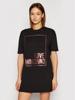 LOVE MOSCHINO Γυναίκες Καθημερινά Φορέματα Φόρεμα καθημερινό W592329E 2180 Μαύρο Regular Fit Μαύρο