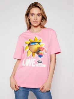 LOVE MOSCHINO Γυναίκες T-shirts T-Shirt W4F8739M 3876 Ροζ Regular Fit Ροζ