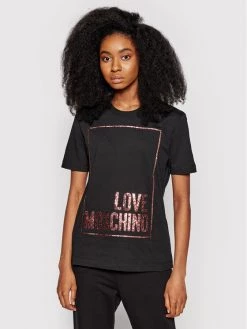 LOVE MOSCHINO Γυναίκες T-shirts T-Shirt W4H0605M 3876 Μαύρο Regular Fit Μαύρο