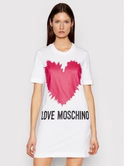 LOVE MOSCHINO Γυναίκες Καθημερινά Φορέματα Φόρεμα καθημερινό W5A0221M 3876 Λευκό Regular Fit Λευκό