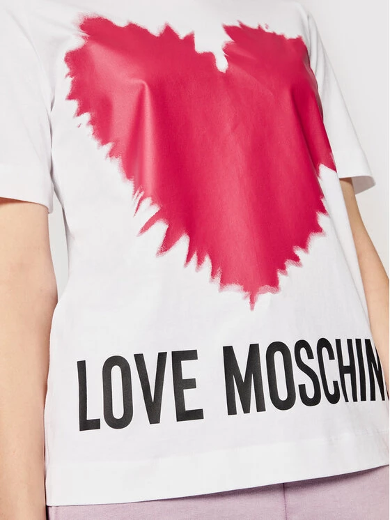 LOVE MOSCHINO Γυναίκες T-shirts T-Shirt W4F153AM 3876 Λευκό Regular Fit Λευκό 4 LOVE MOSCHINO Γυναίκες T-shirts T-Shirt W4F153AM 3876 Λευκό Regular Fit Λευκό - Image 4