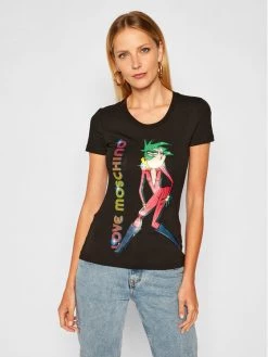 LOVE MOSCHINO Γυναίκες T-shirts T-Shirt W4H1903E 1951 Μαύρο Slim Fit Μαύρο