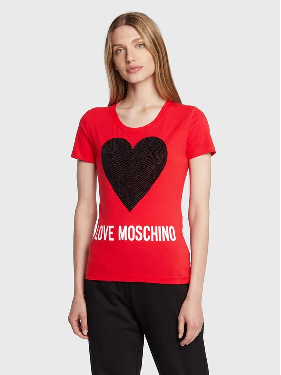 LOVE MOSCHINO Γυναίκες T-shirts T-Shirt W4H1932E 1951 Κόκκινο Slim Fit Κόκκινο 1 LOVE MOSCHINO Γυναίκες T-shirts T-Shirt W4H1932E 1951 Κόκκινο Slim Fit Κόκκινο