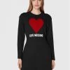 LOVE MOSCHINO Γυναίκες Πλεκτά Φορέματα Φόρεμα υφασμάτινο WD0501E 2388 Μαύρο Regular Fit Μαύρο