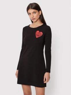 LOVE MOSCHINO Γυναίκες Καθημερινά Φορέματα Φόρεμα καθημερινό W5C9201E 2374 Μαύρο Regular Fit Μαύρο