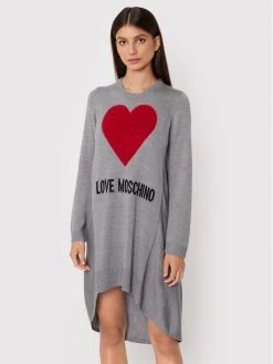 LOVE MOSCHINO Γυναίκες Πλεκτά Φορέματα Φόρεμα υφασμάτινο WSE1411X 1148 Γκρι Relaxed Fit Γκρι