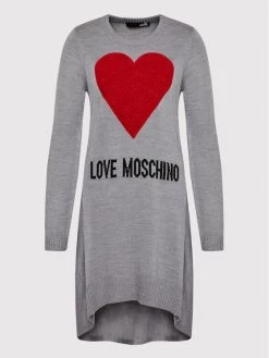 LOVE MOSCHINO Γυναίκες Πλεκτά Φορέματα Φόρεμα υφασμάτινο WSE1411X 1148 Γκρι Relaxed Fit Γκρι -LOVE MOSCHINO Κατάστημα unnamed file 935