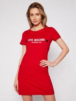 LOVE MOSCHINO Γυναίκες Καθημερινά Φορέματα Φόρεμα καθημερινό W592913M 3876 Κόκκινο Regular Fit Κόκκινο