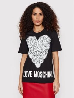 LOVE MOSCHINO Γυναίκες T-shirts T-Shirt W4H0619M 3876 Μαύρο Regular Fit Μαύρο