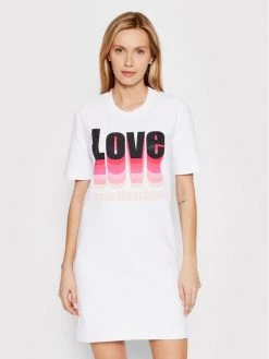 LOVE MOSCHINO Γυναίκες Καθημερινά Φορέματα Φόρεμα καθημερινό W5A0225E 2246 Λευκό Regular Fit Λευκό